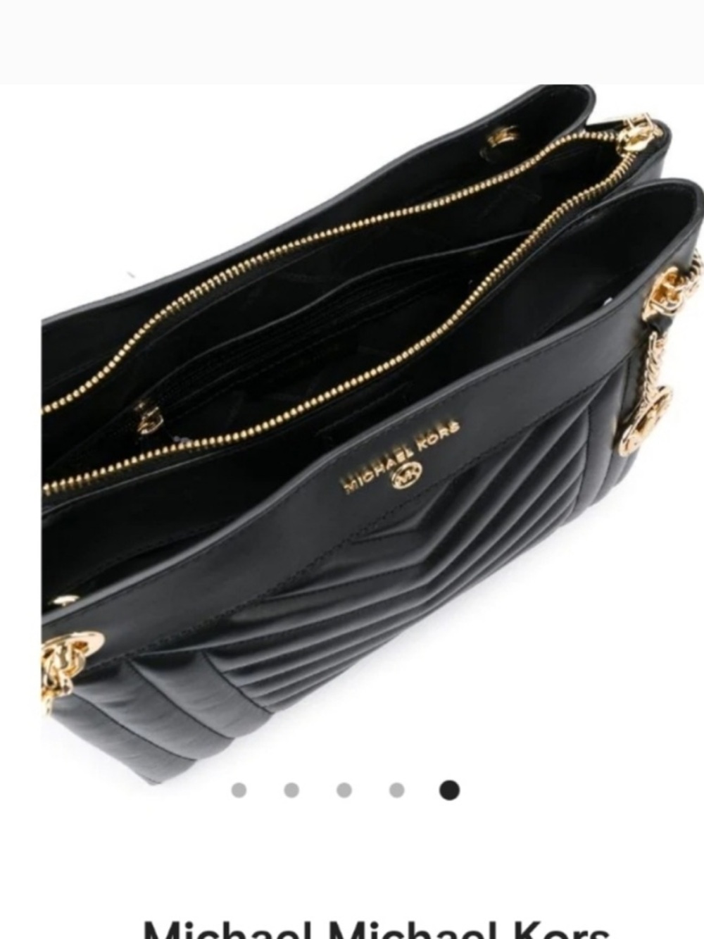 Michael Kors Susan Black Quilted Shoulder Bag with Gold Chain Detail MICHAEL - Picture 4 of 8